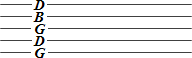 Five-line staff for banjo tablature